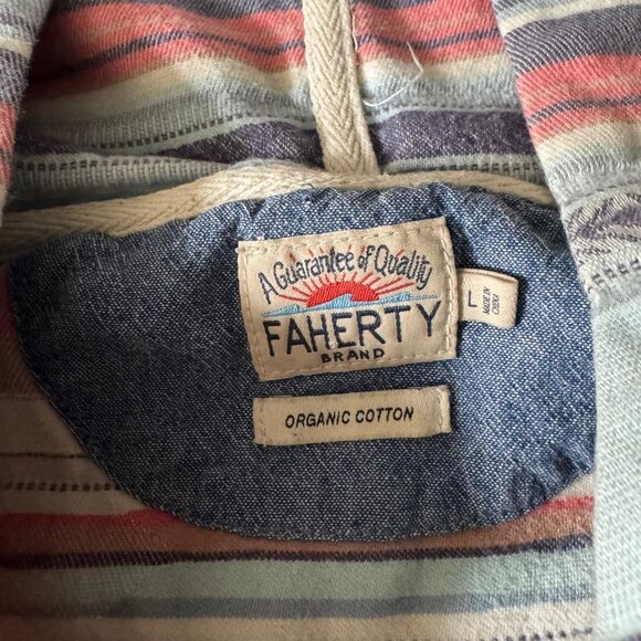 Faherty Men’s Pacific Poncho Beacon Paradise Aztec Tribal Hoodie Pullover Size L - Picture 3 of 6